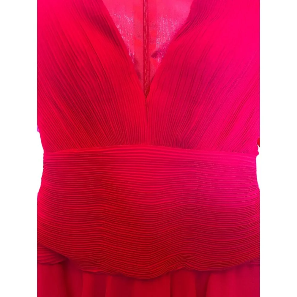 Mac Duggal drawstring sleeve short party dress in hot pink chiffon Size 0  New - Picture 6 of 16